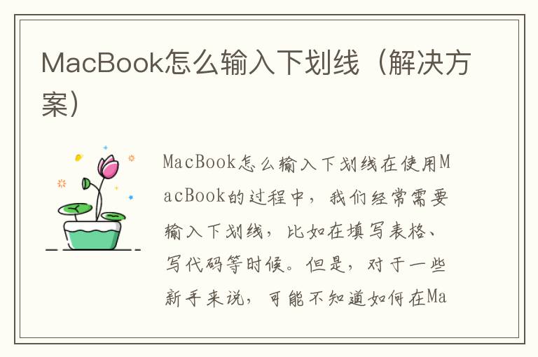 MacBook怎么輸入下劃線（解決方案）