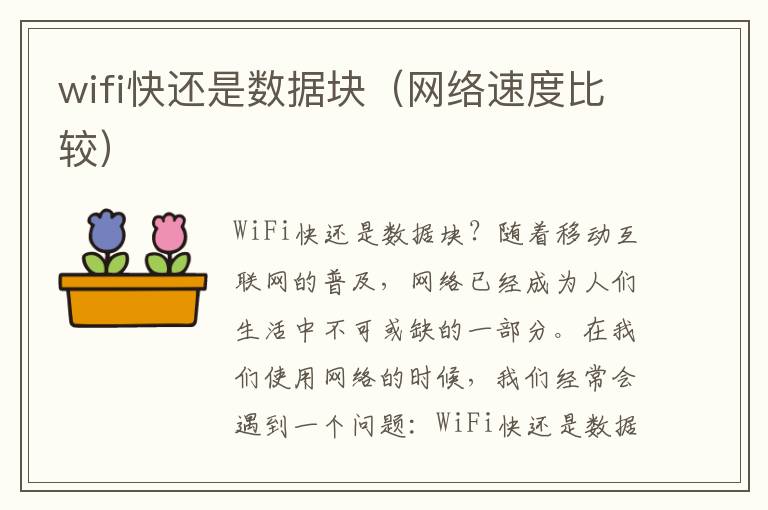 wifi快還是數(shù)據(jù)塊（網(wǎng)絡(luò)速度比較）