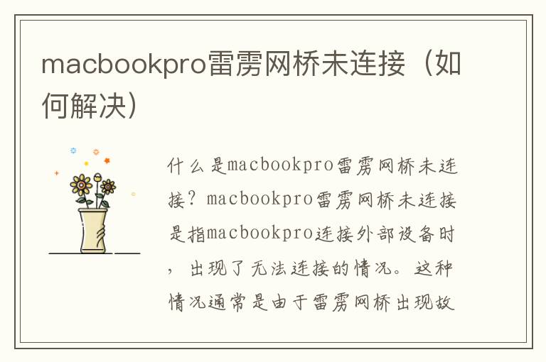 macbookpro雷靂網橋未連接（如何解決）