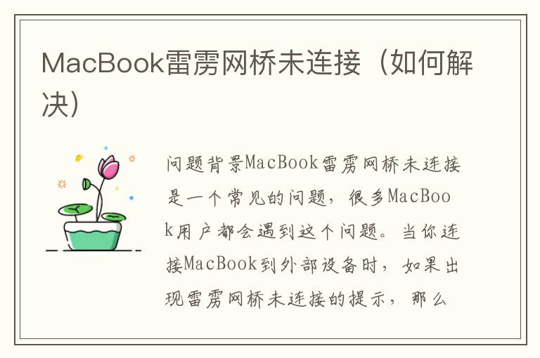 MacBook雷靂網橋未連接（如何解決）