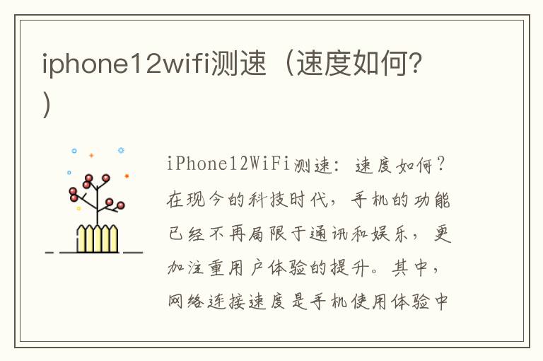 iphone12wifi測速（速度如何？）